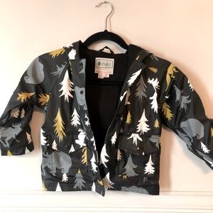 Oaki size 3T rain coat with trees and animals.